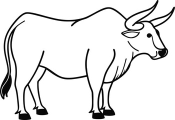 Minimalist bull head icon silhouette isolated on transparent background