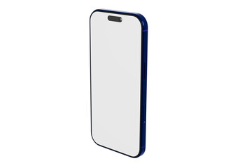 Stylish blue smartphone mockup on white, perfect for app designs, UI concepts, and technology presentations. Cl