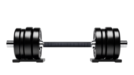 Black Dumbbells on a Transparent Background