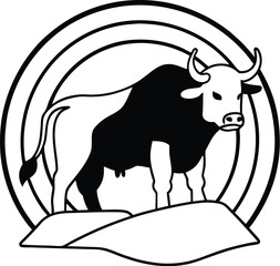 Creative abstract bull logo silhouette isolated on transparent background