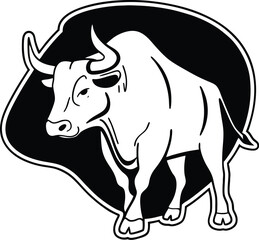 Dynamic bull silhouette isolated on transparent background