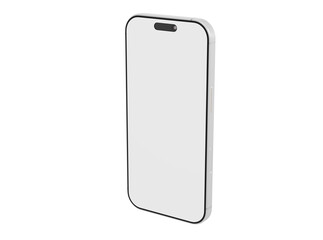 Mockup of modern smartphone with blank screen, perfect for app presentation and digital content, isolated on wh