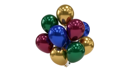 Shiny metallic balloons in a bunch