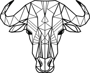 Geometric bull shape silhouette isolated on transparent background