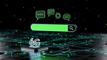 6G internet technology innovation with search bar messages future network evolution data communication artificial
