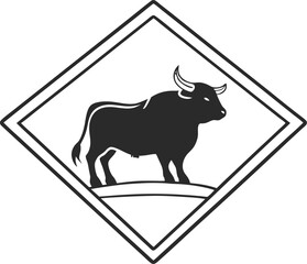 Minimalist bull head icon silhouette isolated on transparent background