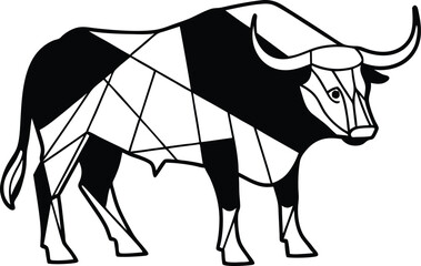 Minimal geometric bull silhouette isolated on transparent background