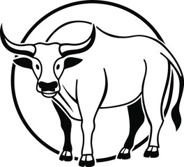Modern bull silhouette logo isolated on transparent background