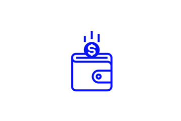 Isolated   wallet with money illustration in line style design. Vector illustration.