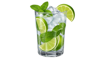 Refreshing mojito cocktail with lime and mint