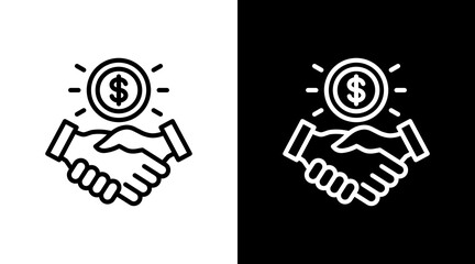 Business Deal  White Icon Set Design