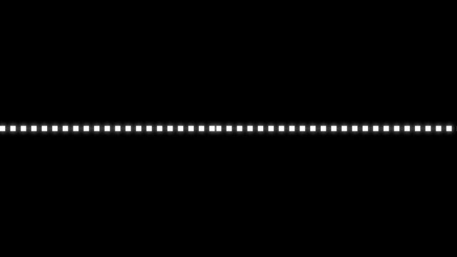 Straight dash line video. dotted path animation. Left side direction with dash line animation on Black background.