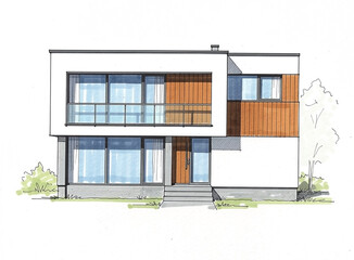 Architectural project exclusive detached house.. sketch of house