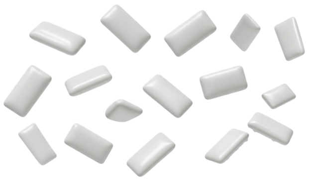 Collection of white rectangular objects on black background