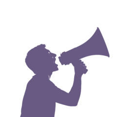 Amplify your message with a dynamic silhouette of a person using a megaphone, perfect for announcements, activism, and powerful visual statements