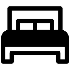 Bedroom. Outlined stroke vector icon with black-filled details.