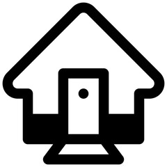 House. Outlined stroke vector icon with black-filled details.