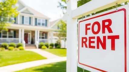 Fototapeta premium Dreamy suburban home available for rent with manicured lawn today