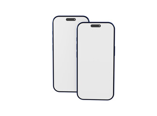 Two blank smartphones isolated on white. Perfect for app design or web design mockups, and presentations. Minim
