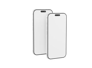 Two modern smartphones with blank screens, ideal for displaying apps or designs. Perfect for technology and mob