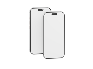 Two modern smartphone mockups with a blank white screen, perfect for app designs or showcasing your digital con