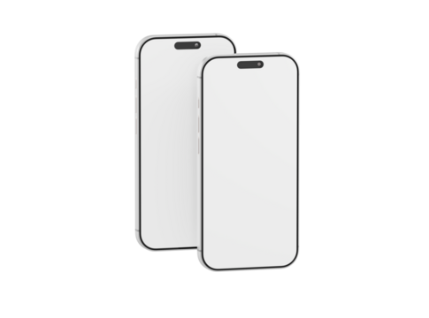 Two modern smartphone mockups with a blank white screen, perfect for app designs or showcasing your digital con