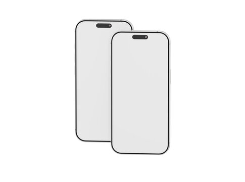 Two blank smartphones are displayed for showcasing apps, websites, or user interfaces. Perfect for device mocku