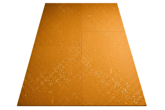 Flat rectangular rusty metal panel with orange weathered texture on a transparent background