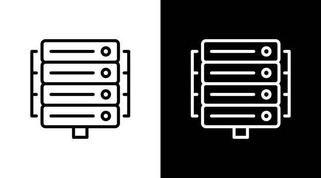 Data Center  White Icon Set Design
