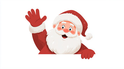 Cute cartoon Santa Claus waving hand in flat Christmas illustration