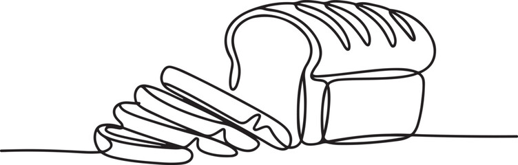 bread continuous one line drawing, bread one line drawing, Sliced wheat bread one line continuous drawing. one line Icon drawing