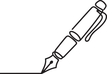 Fototapeta premium Pen icon continuous one line drawing Minimalist outline vector design. one line Icon drawing