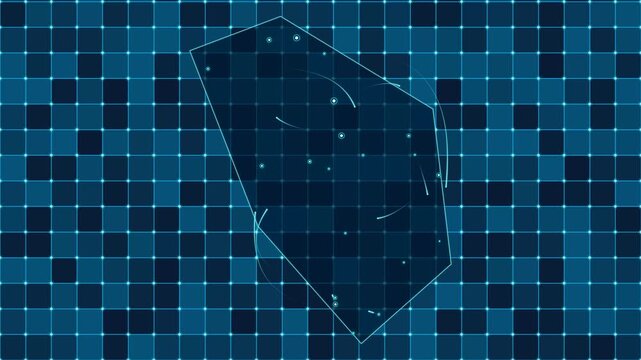 Digital grid map animation of Clipperton Island, Technology, Communication, Transportation