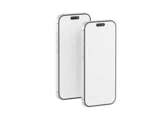 Two modern smartphones with blank screens, perfect for showcasing app design or technology concepts. Stylish de