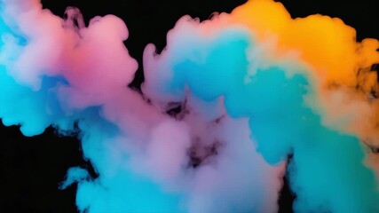 Vibrant Colorful Smoke Swirls in Bright Pink Blue and Yellow for Dynamic Abstract Design - Powered by Adobe
