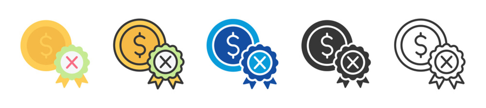 non qualified expense icon set multi style various collection