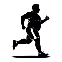 Silhouette of an overweight person running with determination