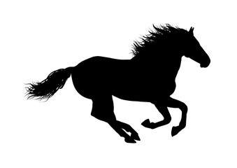 Silhouette of a running horse, side view—vector illustration	