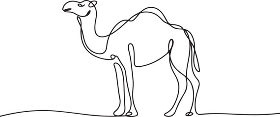 Eid ul adha concept camel Continuous one line art. one line Icon drawing