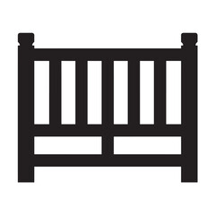 Simple black silhouette of a crib vector illustration of baby furniture isolated on a white background