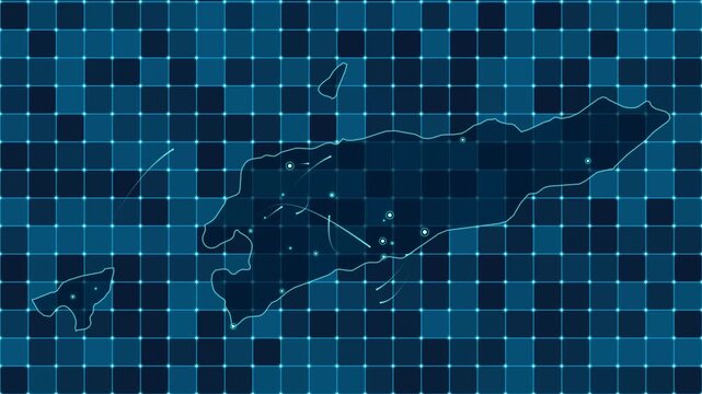 Digital grid map animation of East Timor, Technology, Communication, Transportation