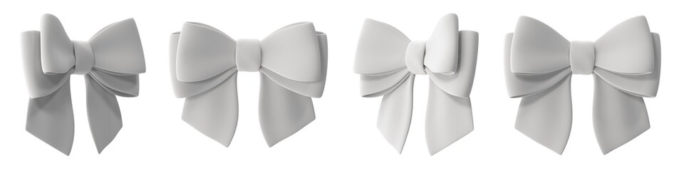 Elegant white bows isolated on a white background, perfect for design elements