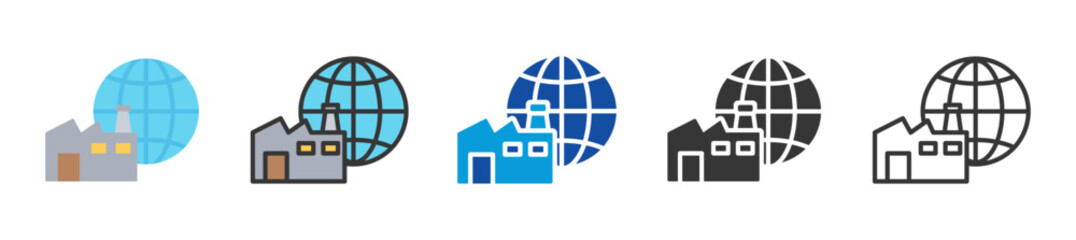 industrialization icon set multi style various collection