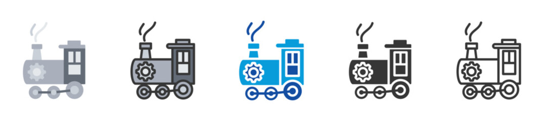 steam engine icon set multi style various collection