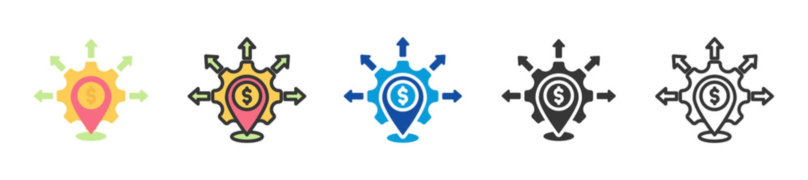 economic restructuring icon set multi style various collection