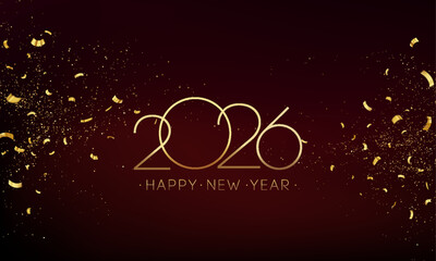 Obraz premium 2026 Merry Christmas and Happy New Year Abstract Shiny Gold Glitter Decoration. Festive Background. Vector design element