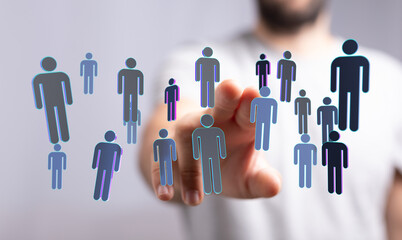 Concept of human interaction, social networking and digital future. Teamwork, technology, virtual world, ideas