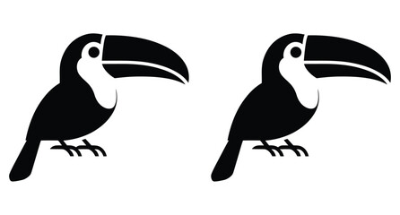 Obraz premium Two silhouette toucans are placed side by side against a white background.