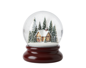 Clear Glass Snow Globe with Wooden Stand Mockup