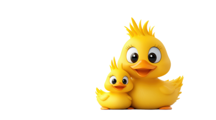 Cute Yellow Ducks on Transparent Background